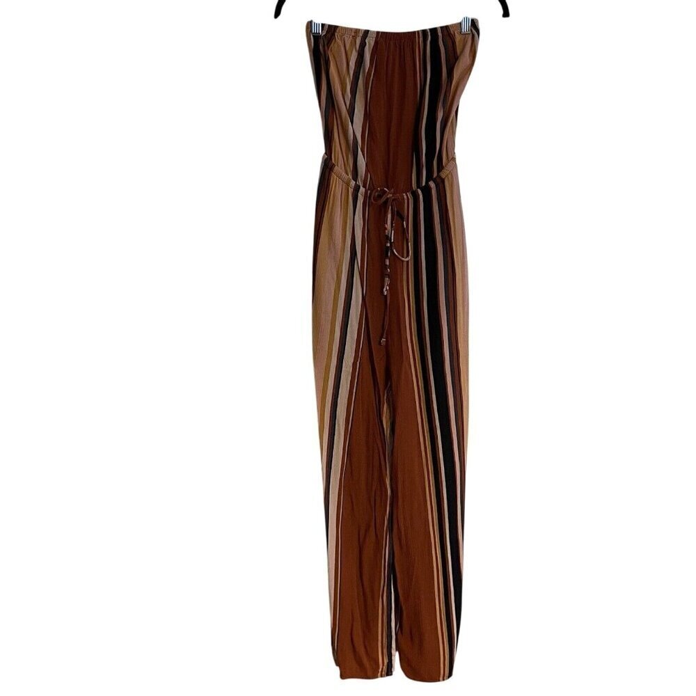 American Eagle Women XS Striped Boho Casual Wide Leg Strapless Jumpsuit
